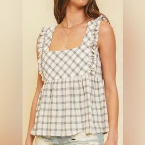 Hem & Thread cream & black colored Ruffled Blouse